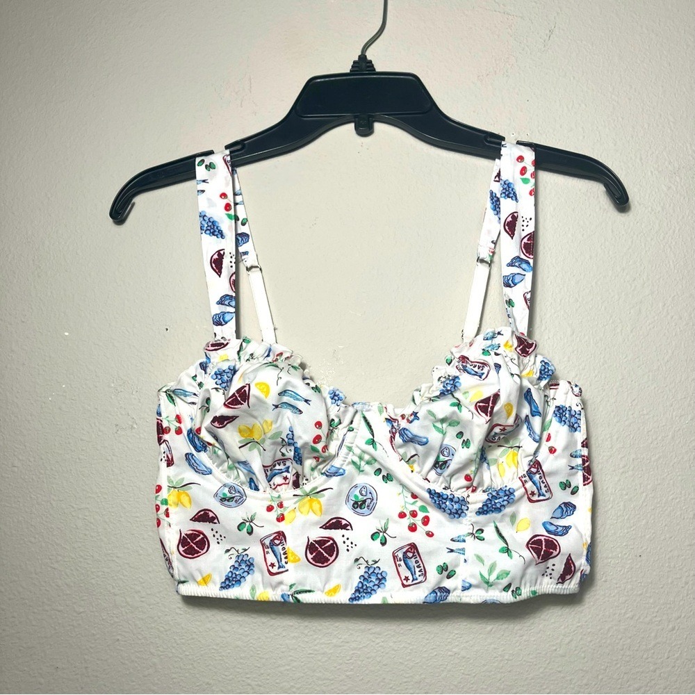 NWOT Colsie Corset Bra FRUIT‎ summer white print cotton lingerie size MEDIUM
